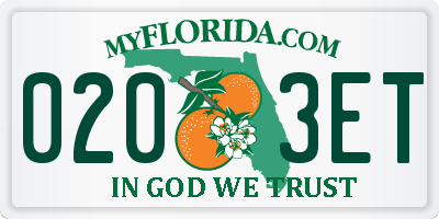 FL license plate 0203ET