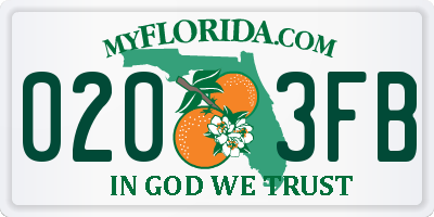 FL license plate 0203FB