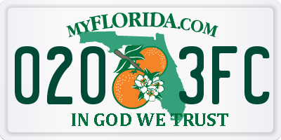 FL license plate 0203FC