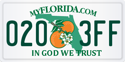 FL license plate 0203FF