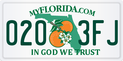 FL license plate 0203FJ