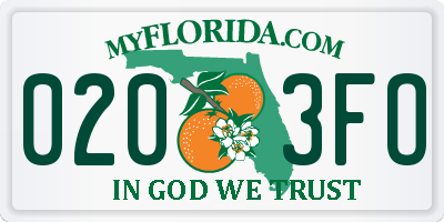 FL license plate 0203FO
