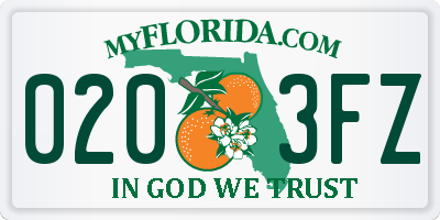 FL license plate 0203FZ