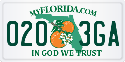 FL license plate 0203GA