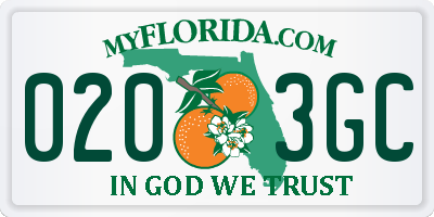 FL license plate 0203GC