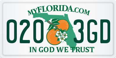 FL license plate 0203GD