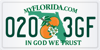 FL license plate 0203GF