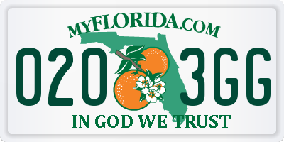 FL license plate 0203GG