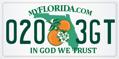 FL license plate 0203GT