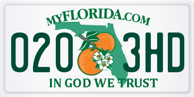 FL license plate 0203HD