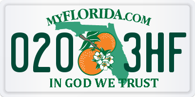 FL license plate 0203HF