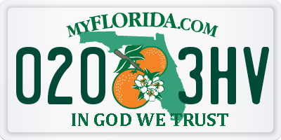 FL license plate 0203HV