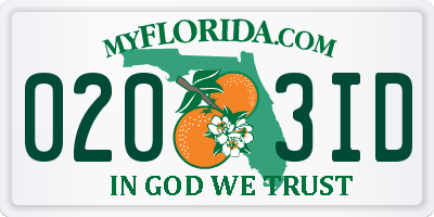 FL license plate 0203ID