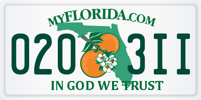 FL license plate 0203II
