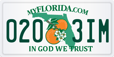 FL license plate 0203IM