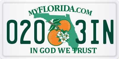 FL license plate 0203IN