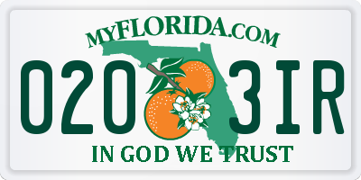 FL license plate 0203IR