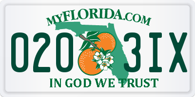 FL license plate 0203IX