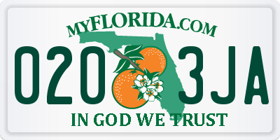 FL license plate 0203JA
