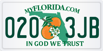 FL license plate 0203JB