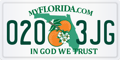 FL license plate 0203JG