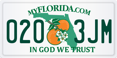 FL license plate 0203JM