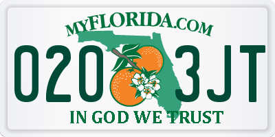 FL license plate 0203JT