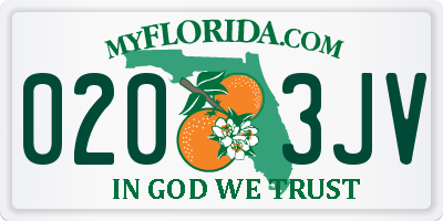 FL license plate 0203JV
