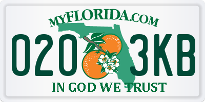FL license plate 0203KB