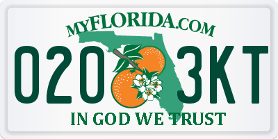 FL license plate 0203KT