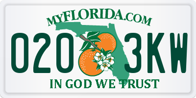 FL license plate 0203KW
