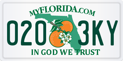 FL license plate 0203KY
