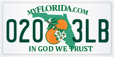 FL license plate 0203LB