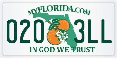 FL license plate 0203LL