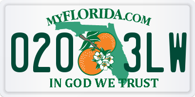 FL license plate 0203LW