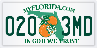 FL license plate 0203MD