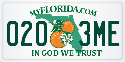 FL license plate 0203ME