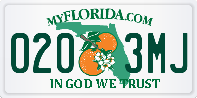 FL license plate 0203MJ