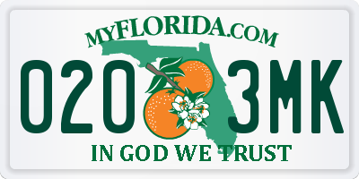 FL license plate 0203MK