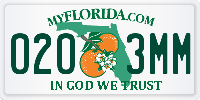 FL license plate 0203MM