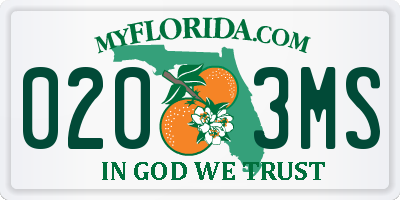 FL license plate 0203MS