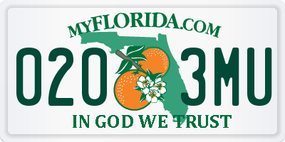 FL license plate 0203MU
