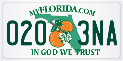 FL license plate 0203NA