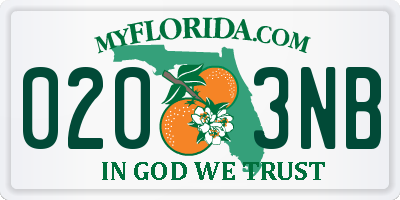 FL license plate 0203NB