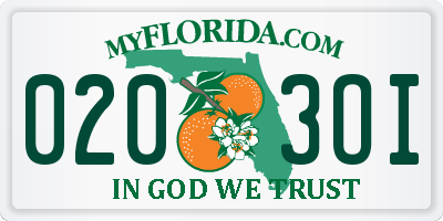 FL license plate 0203OI