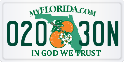 FL license plate 0203ON