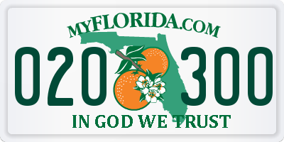 FL license plate 0203OO