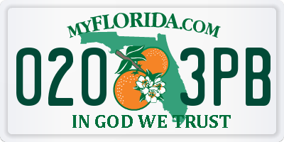 FL license plate 0203PB
