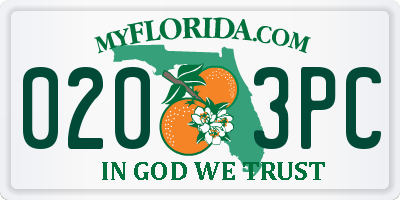 FL license plate 0203PC