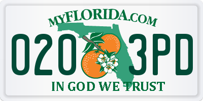 FL license plate 0203PD